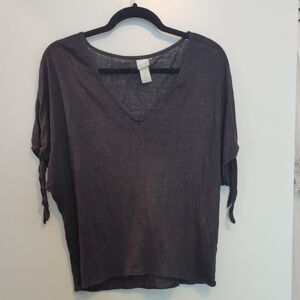 H&M Dark Brown V-Neck Blouse